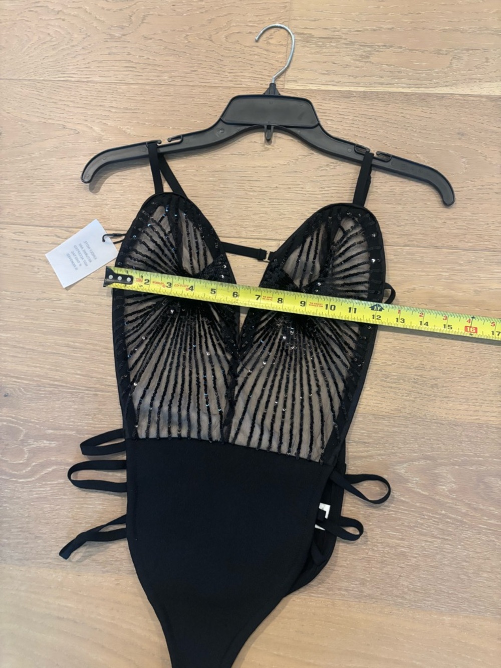 Superdown Lucinda Cut Out Bodysuit Midnight Black Small NWT Revolve Sequin  Tank - Picture 15 of 15